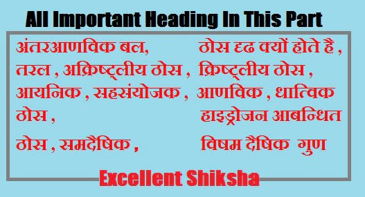 chemistry ठोस अवस्था important headings