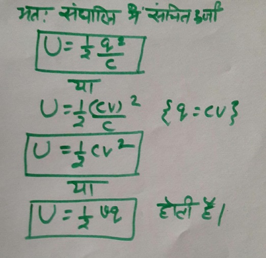 आवेशित संधारित्र में संचित उर्जा